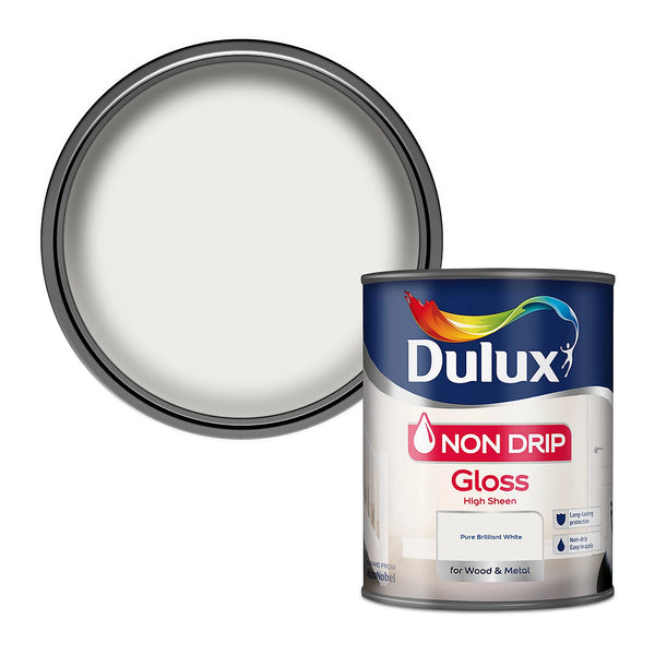 Dulux Non Drip Gloss Wood and Metal Paint 1.25 L - Pure Brilliant White
