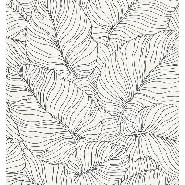 Grandeco Isa Banana Leaf Wallpaper Black / White