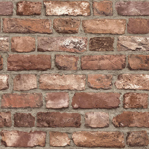 Grandeco Vintage Brick Wall Textured Wallpaper