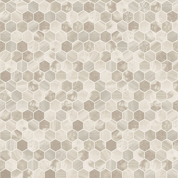 Hexara Tile Blown Vinyl Wallpaper