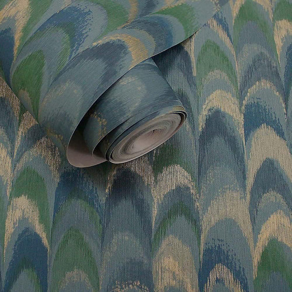 Holden Decor Ruba Geometric Teal Wallpaper