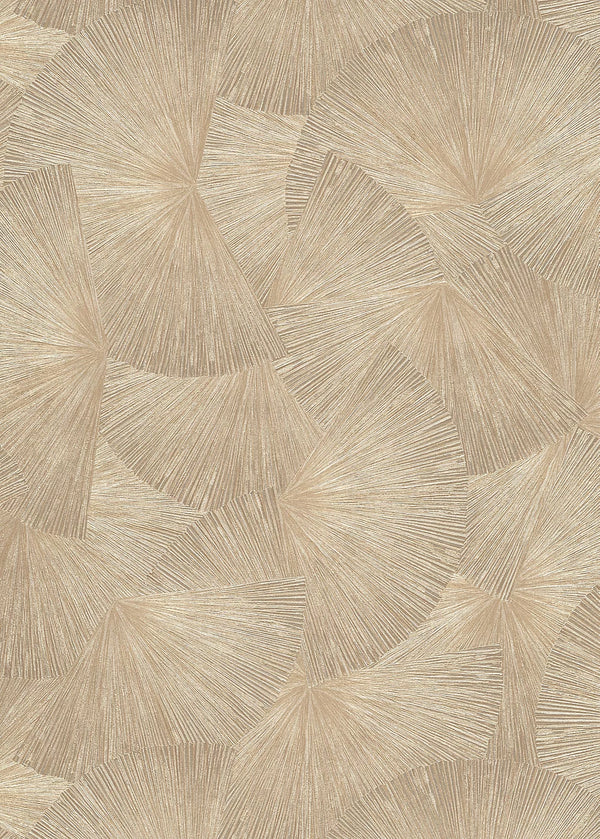 Japandi Fan Design Vinyl Metallic Gold Wallpaper