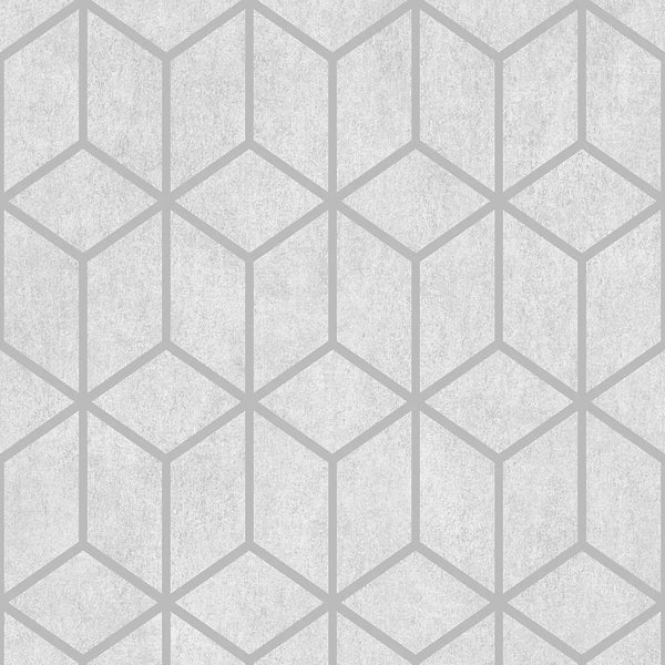 Muriva Geometric Grey Metallic Wallpaper