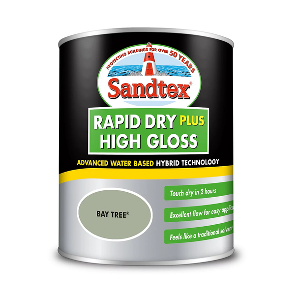 Sandtex Rapid Dry Plus High Gloss Paint 750ml - Bay Tree