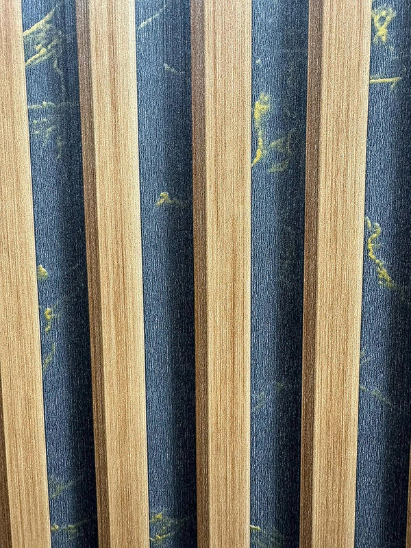 Zed Decor Washable Heavyweight Vinyl Wood Slat Navy Wallpaper